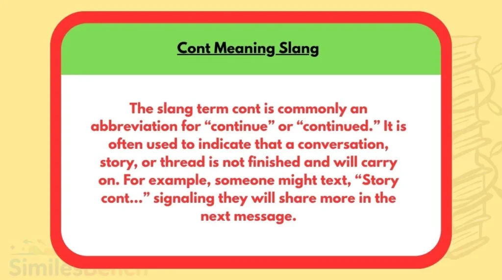 Cont Meaning Slang