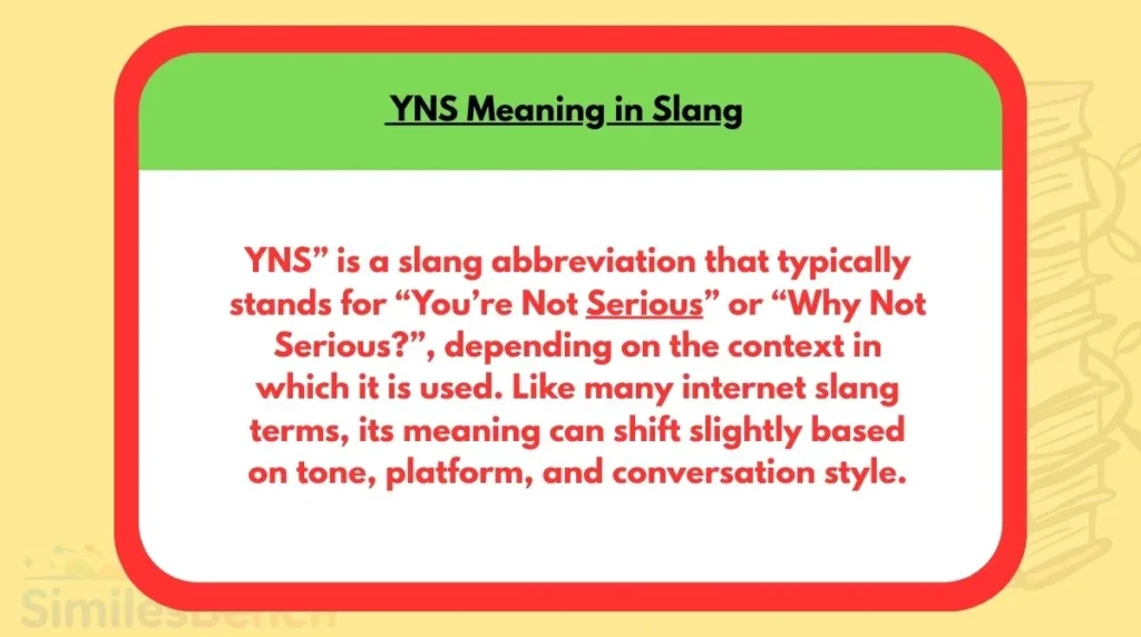 YNS Meaning in Slang
